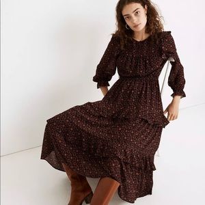 Madewell (Re)sourced Georgette Tiered Ruffle Midi Dress in Orchard Floral
